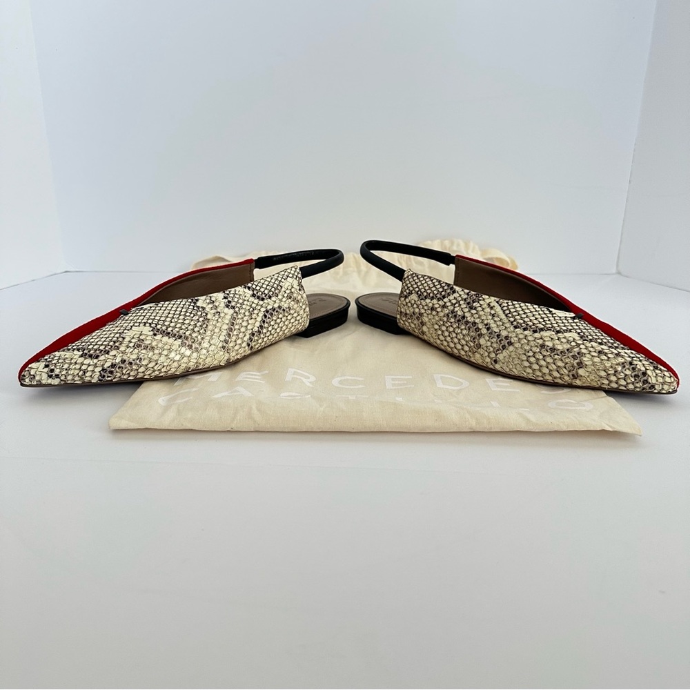 Mercedes Castillo Evetta Slingback Flats in Red + Snake Print | 8M EUR 38 | NWOT - Picture 6 of 13